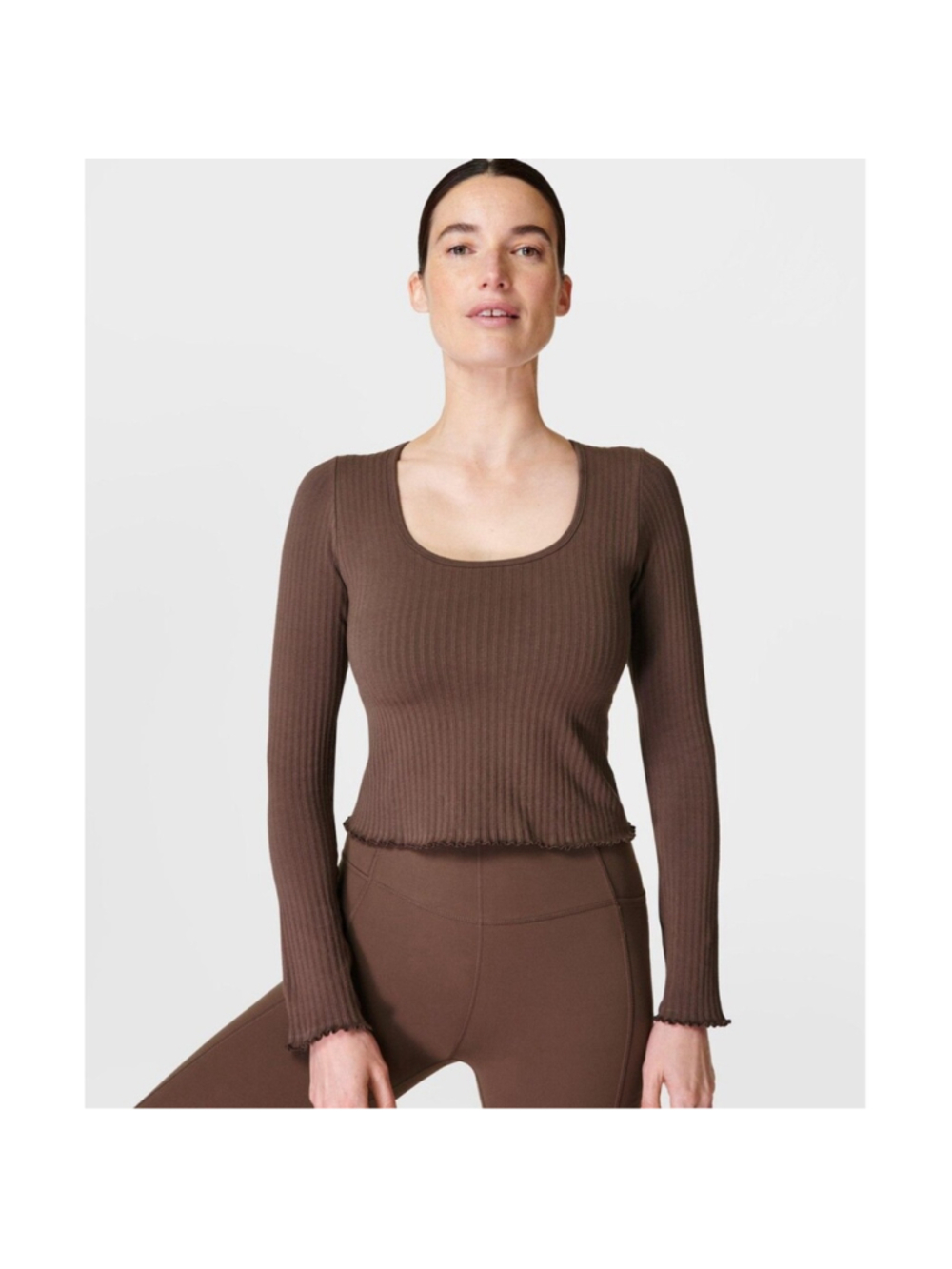 Sweaty Betty Mindful Seamless Long Sleeve Top S NWT Cropped built in shelf bra